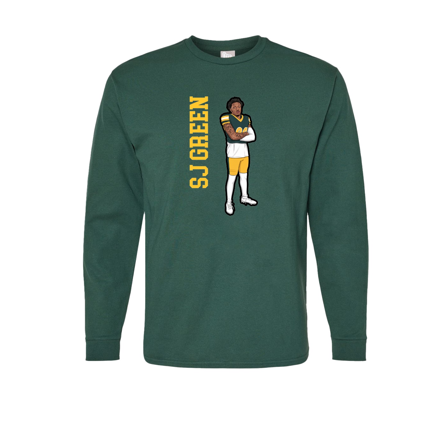 Long Sleeve Tee — Name Vertical in Green