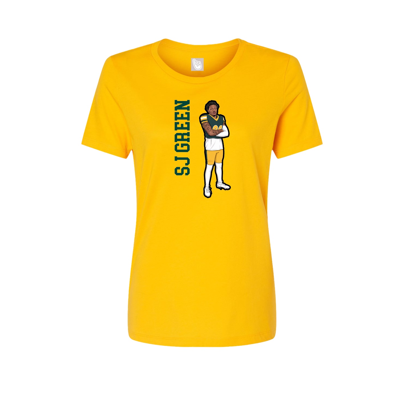 Fitted Women's Tee — Name Vertical in Gold