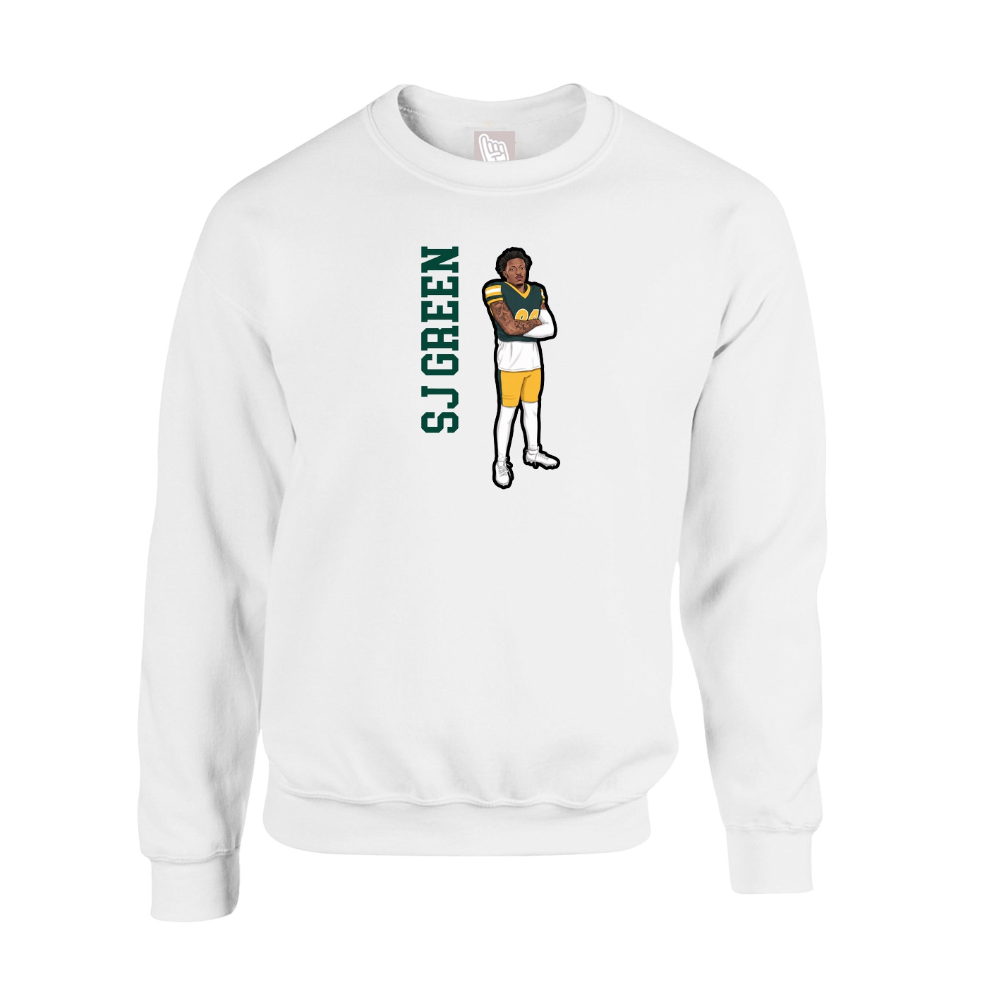 Fleece Crew — Name Vertical in White