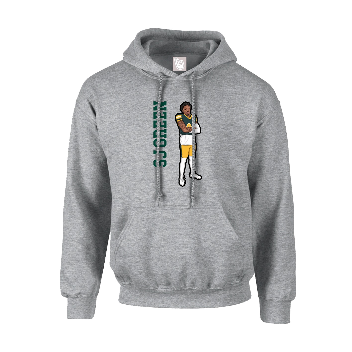 Youth Hoodie — Name Vertical in Grey