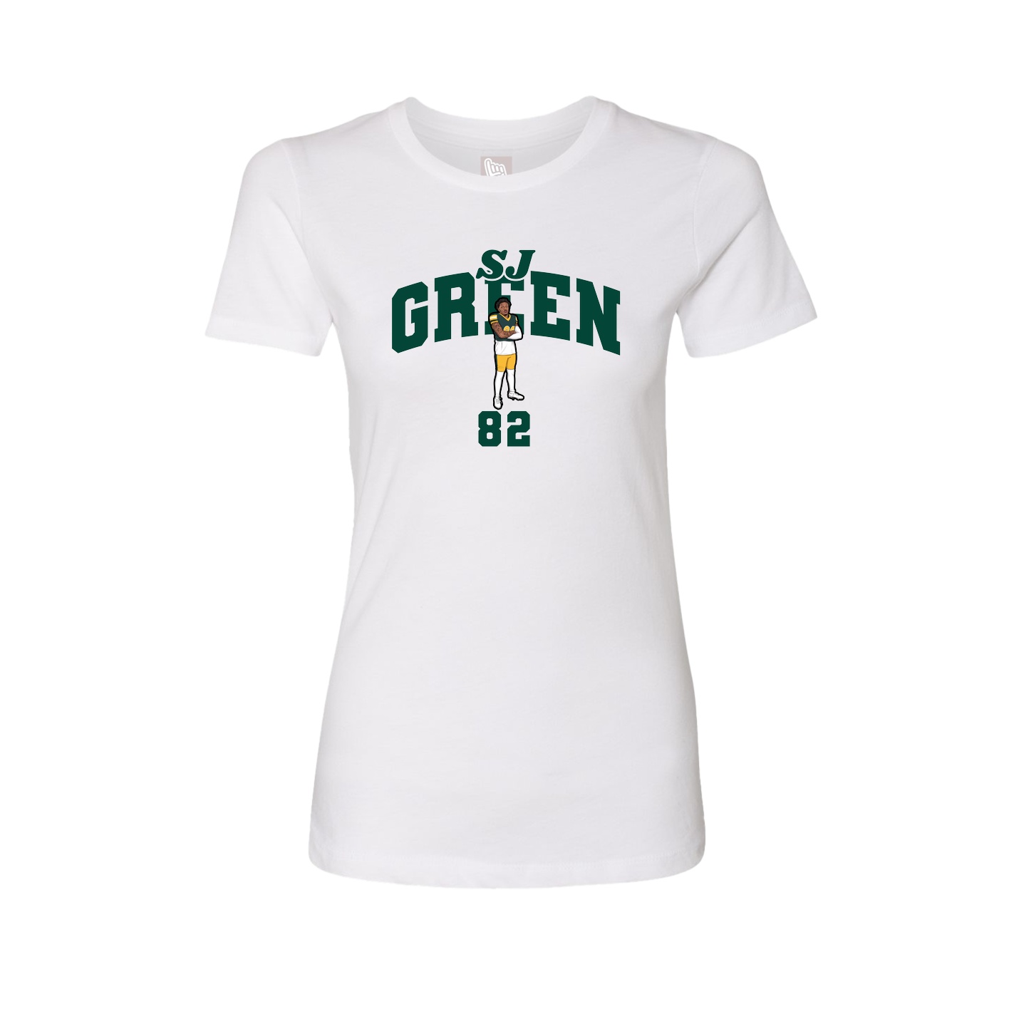 Fitted Women's Tee — Signature Arch in White