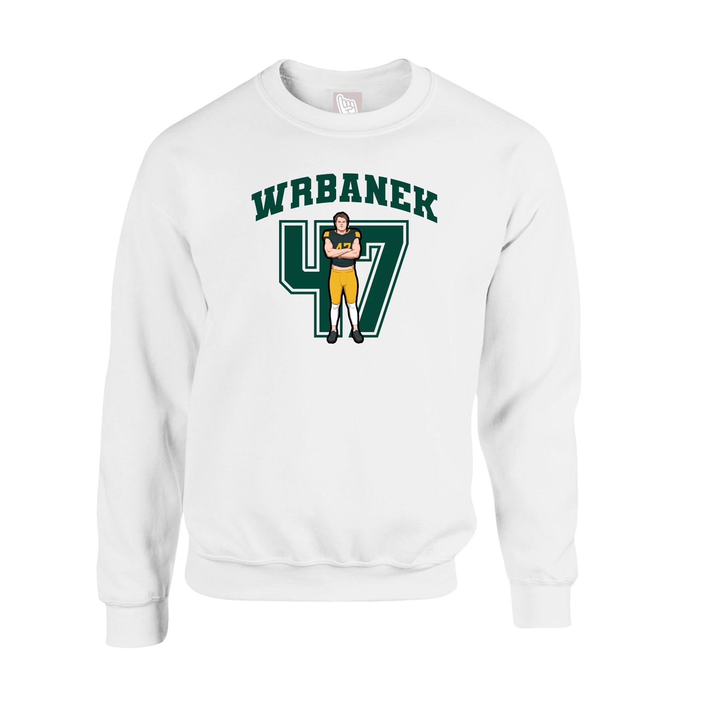 Fleece Crew — Number in White