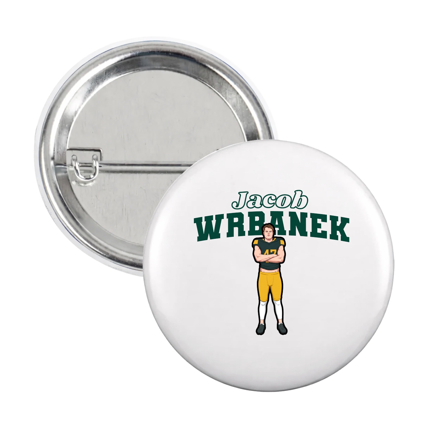 Game Day Button — Name Arch in White