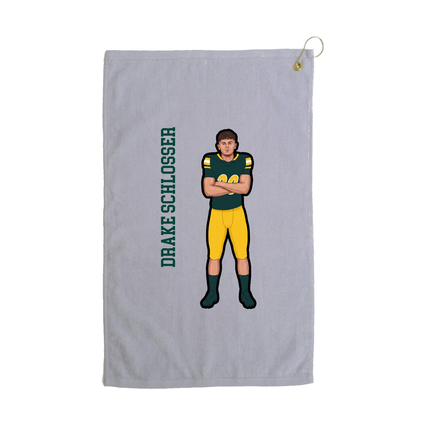 Golf Towel — Name Vertical in Grey