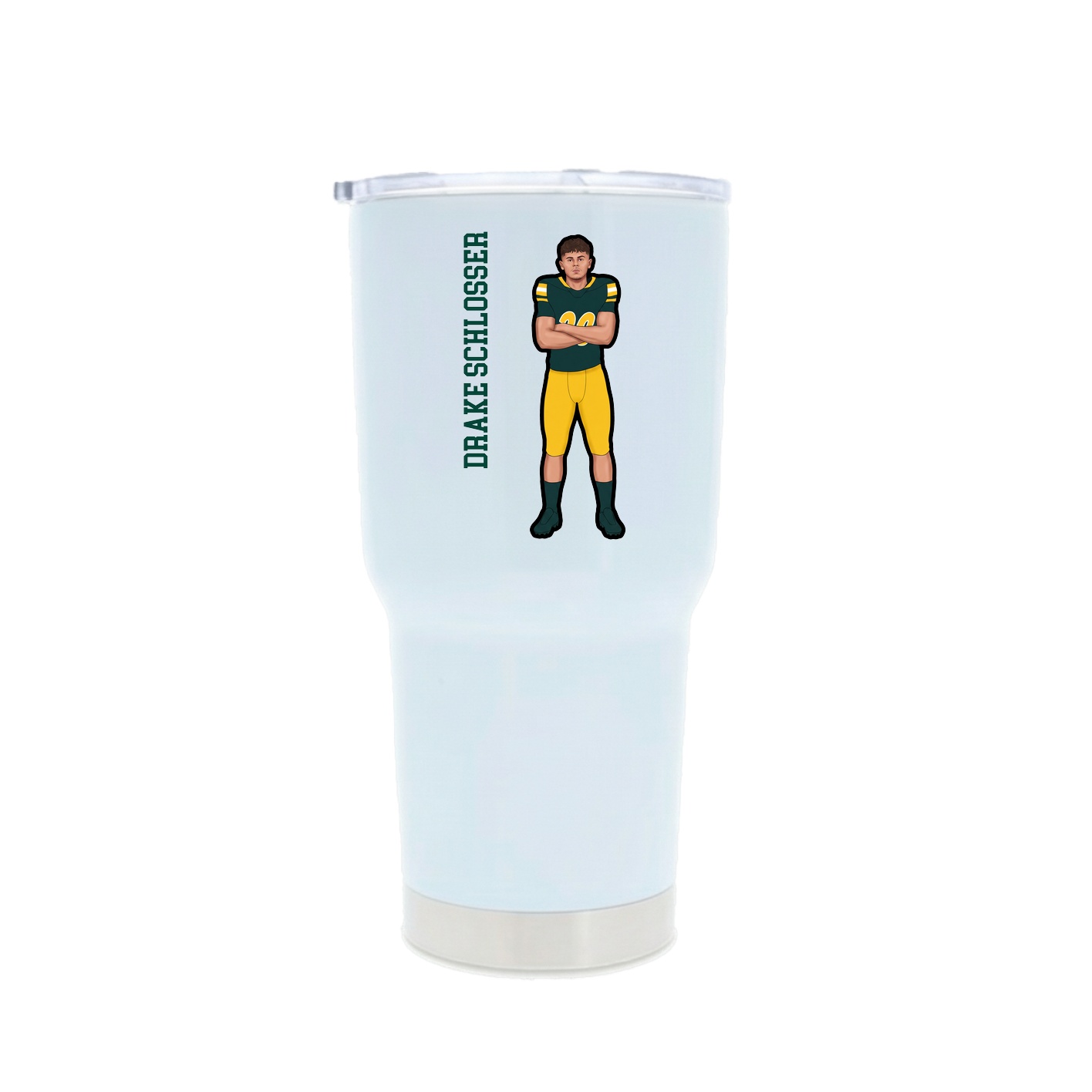 30oz Stainless Steel Tumbler — Name Vertical in White