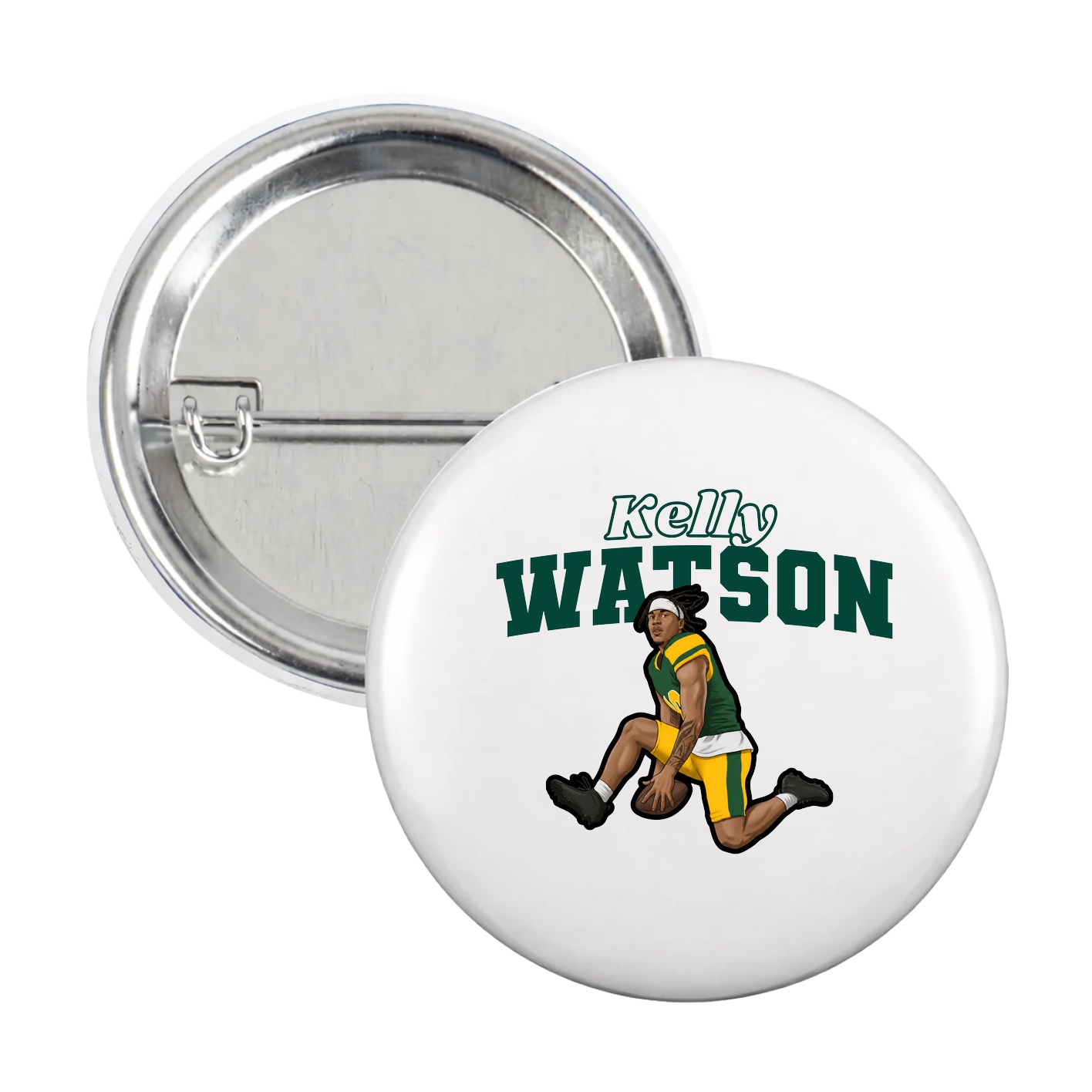 Game Day Button — Name Arch in White