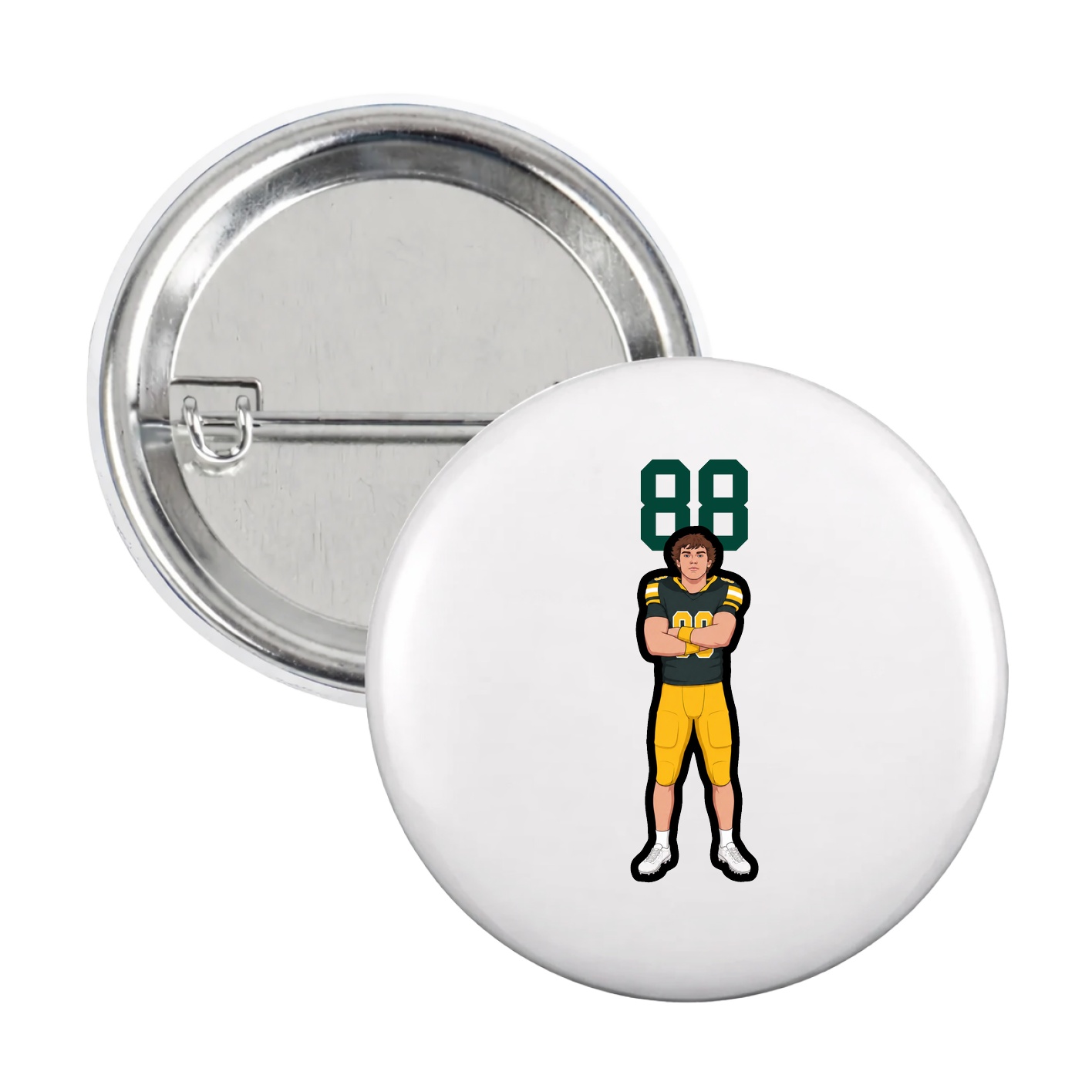 Game Day Button — Number Top in White