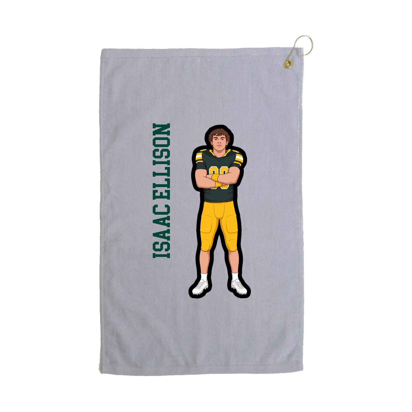Golf Towel — Name Vertical in Grey