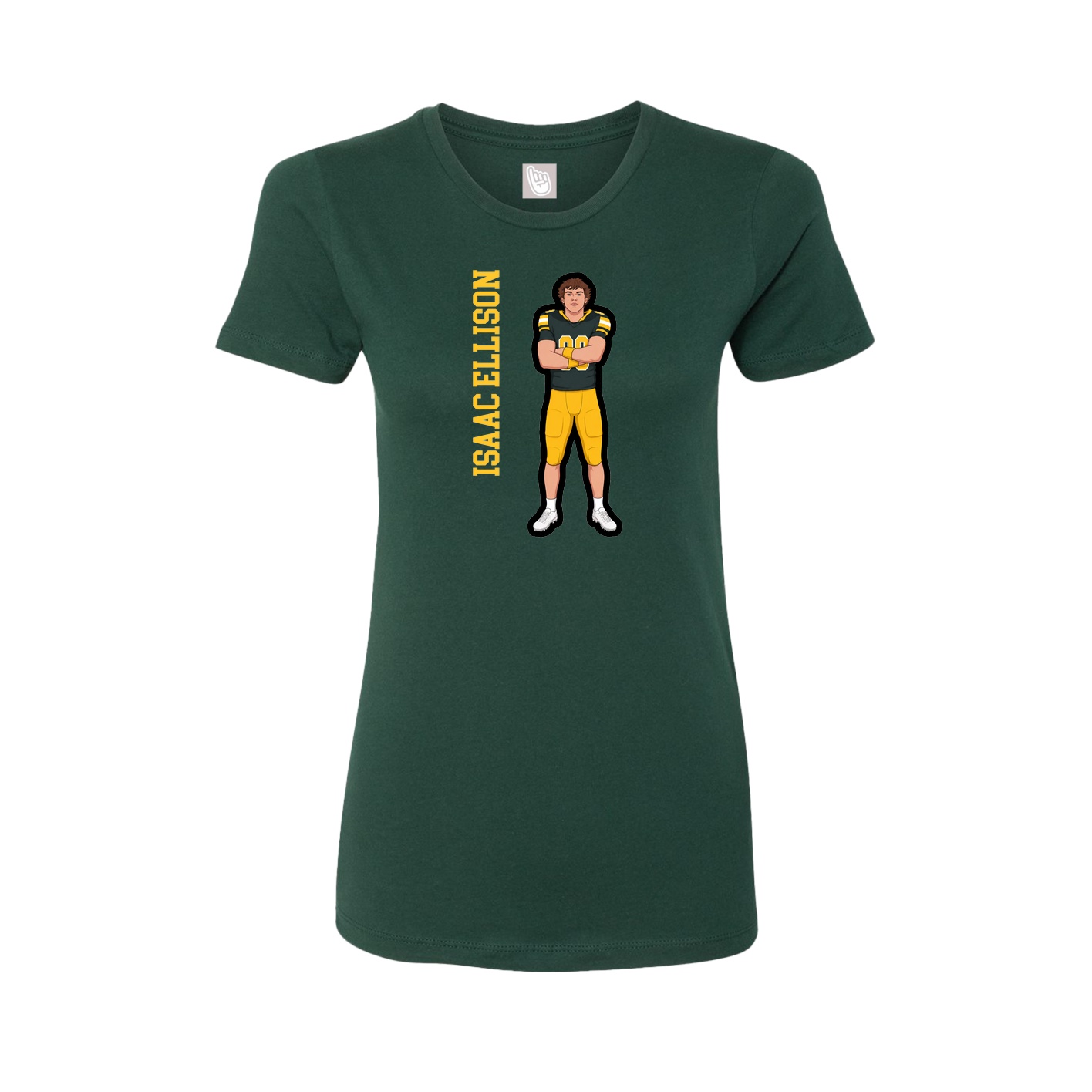 Fitted Women's Tee — Name Vertical in Green