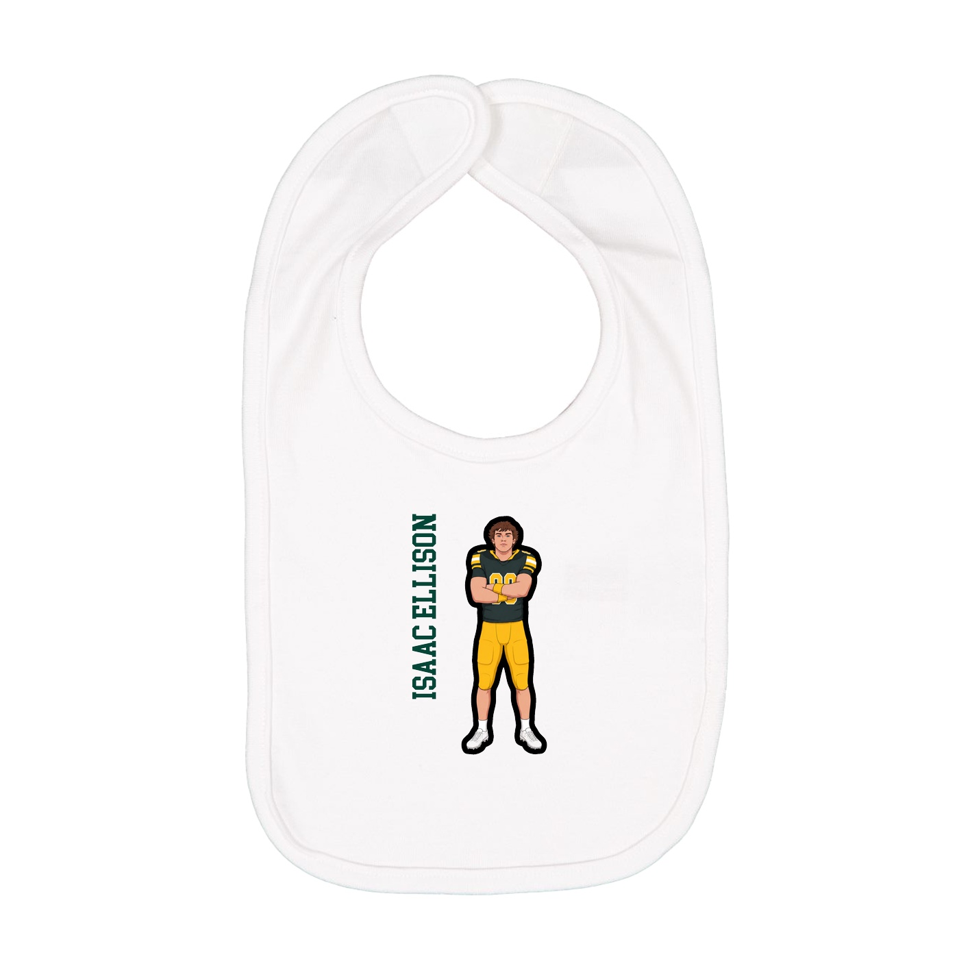 Infant Bib — Name Vertical in White