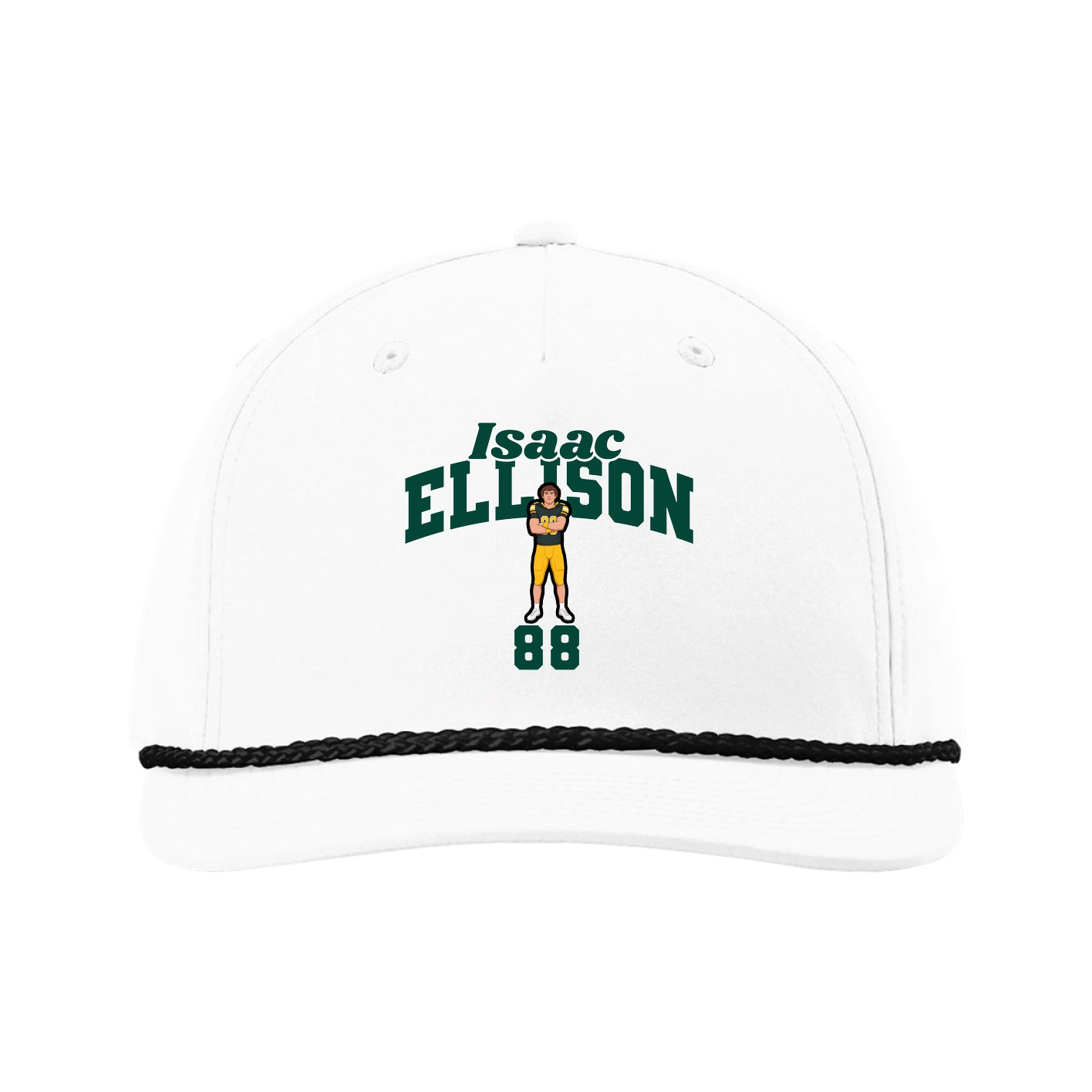 Five-Panel Classic Rope Cap — Signature Arch in White
