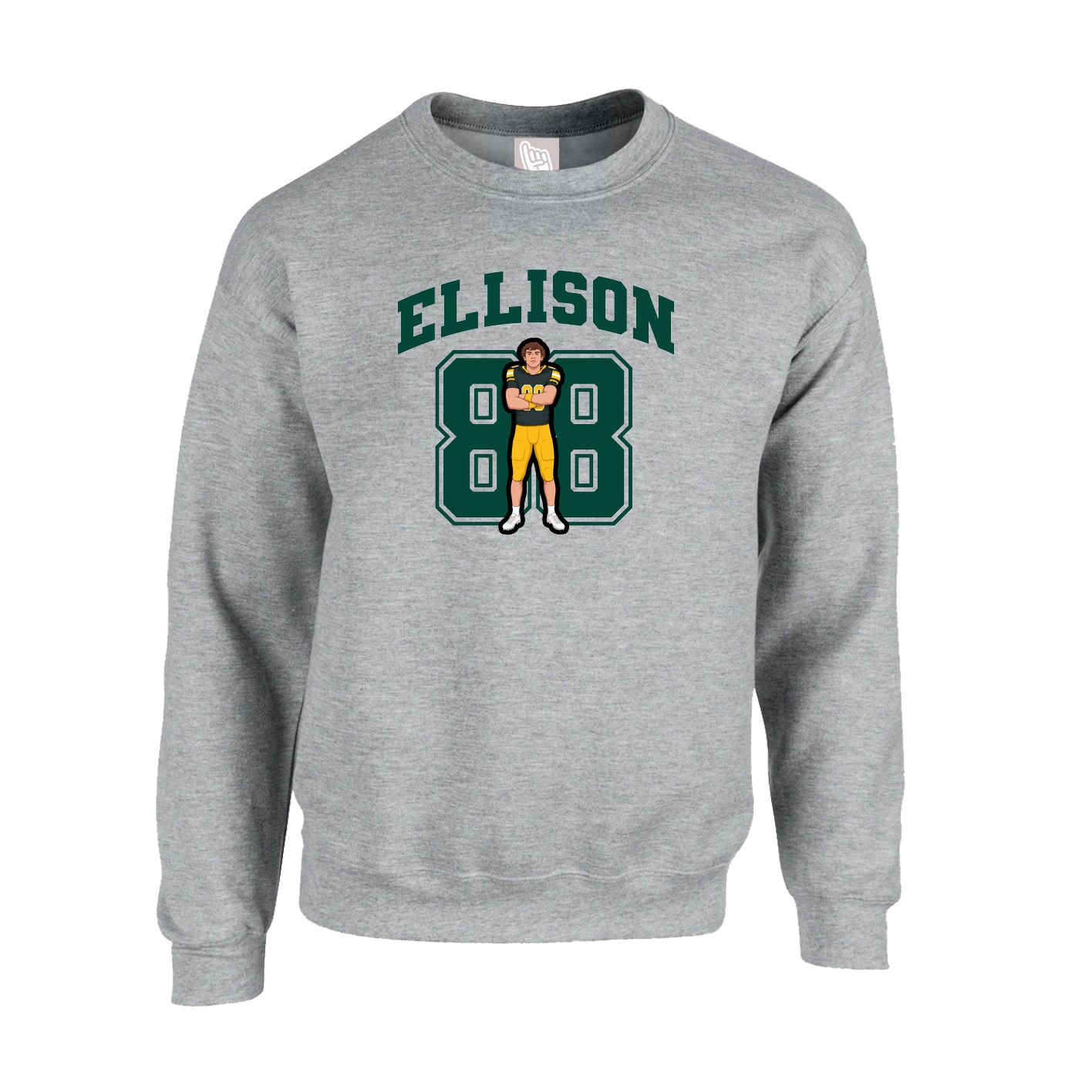 Fleece Crew — Number in Grey