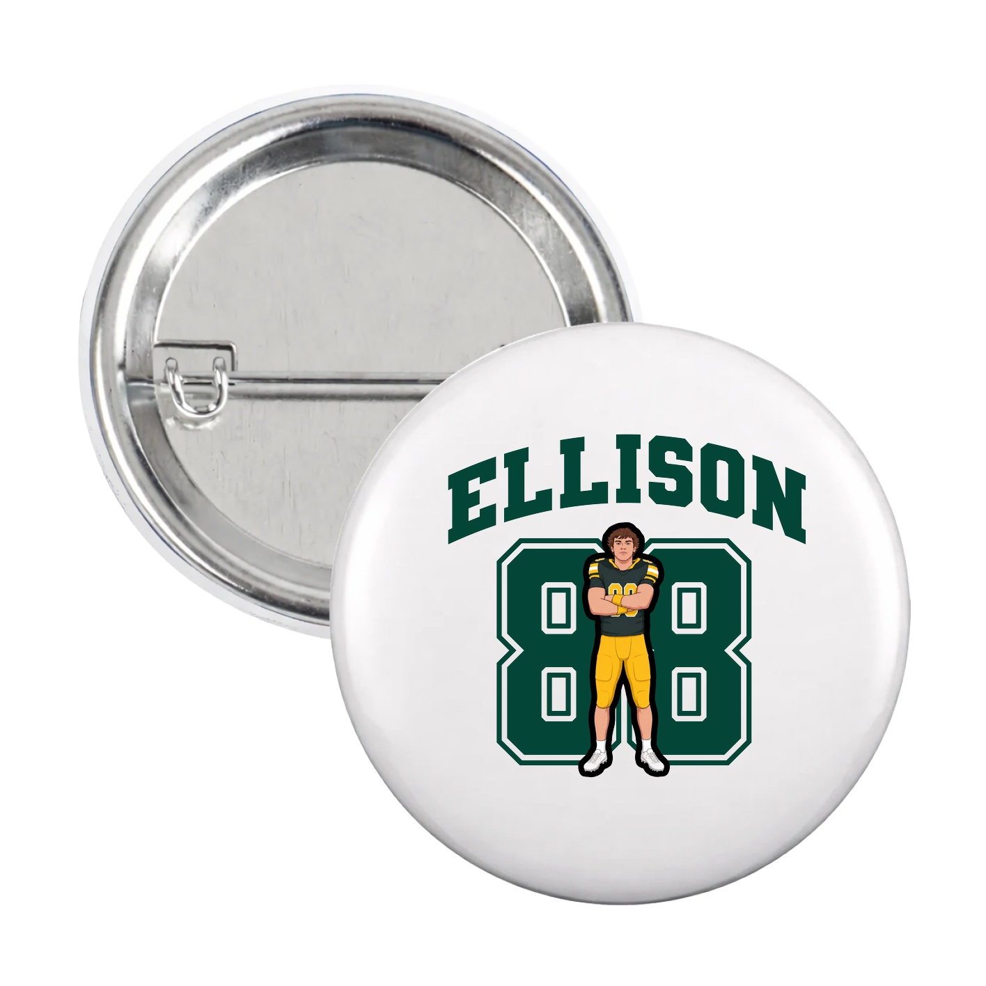 Game Day Button — Number in White