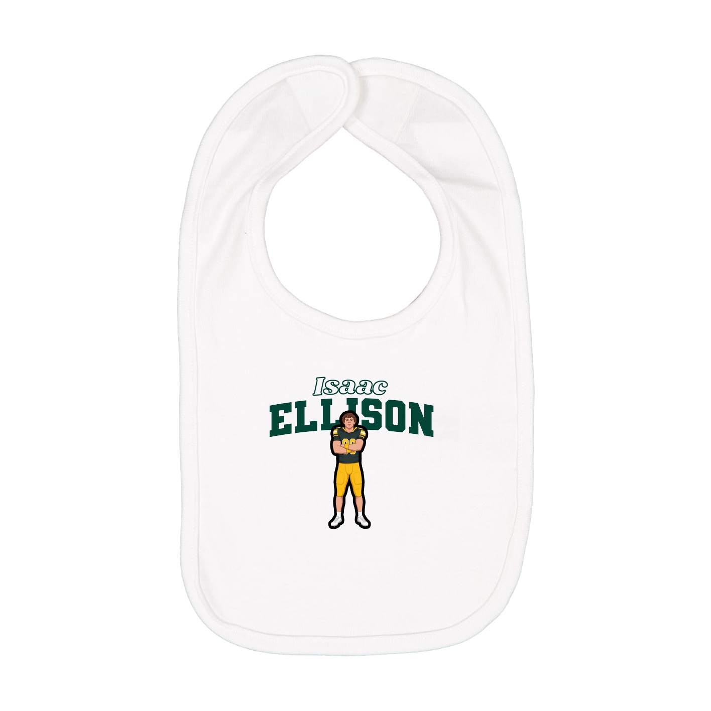 Infant Bib — Name Arch in White