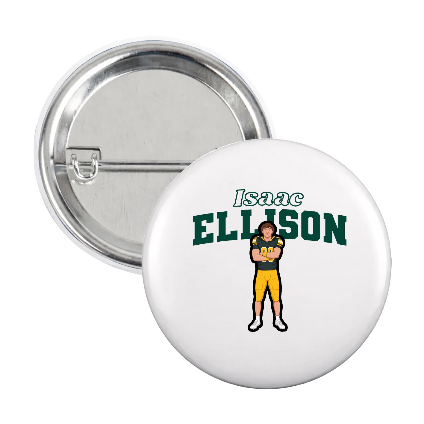 Game Day Button — Name Arch in White