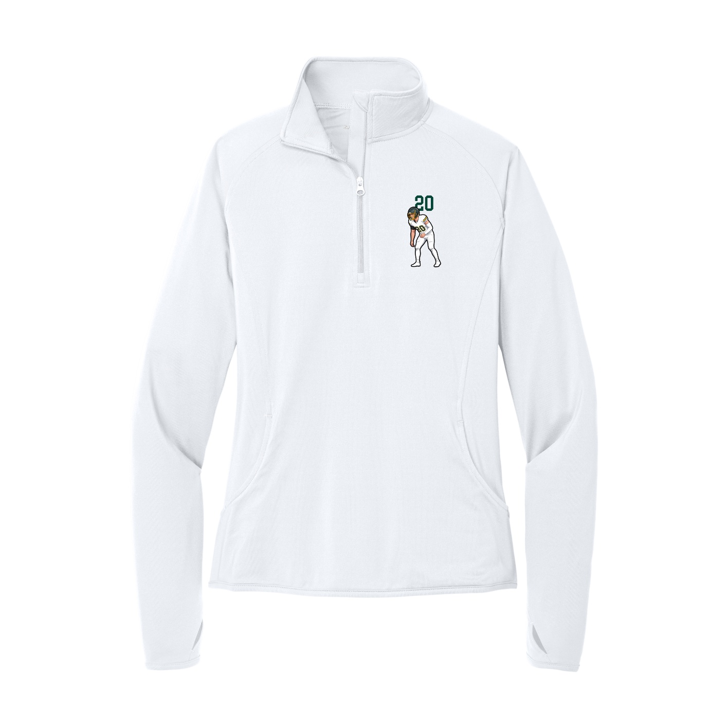 Women's Q-Zip Pullover — Number Top in White
