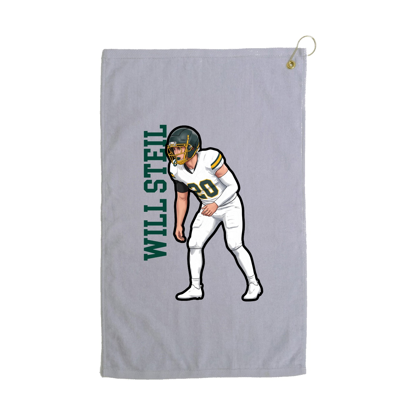 Golf Towel — Name Vertical in Grey