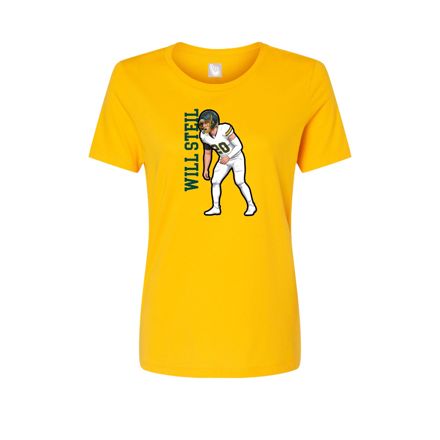 Fitted Women's Tee — Name Vertical in Gold