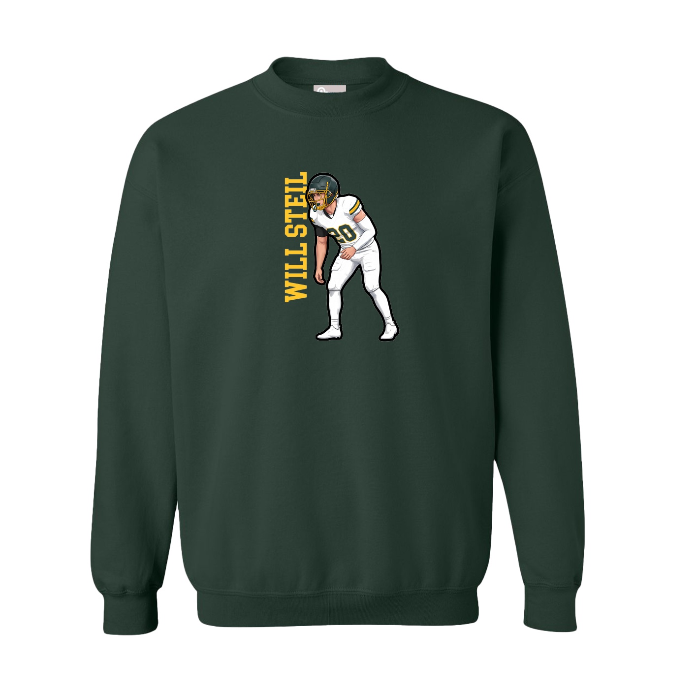 Fleece Crew — Name Vertical in Green