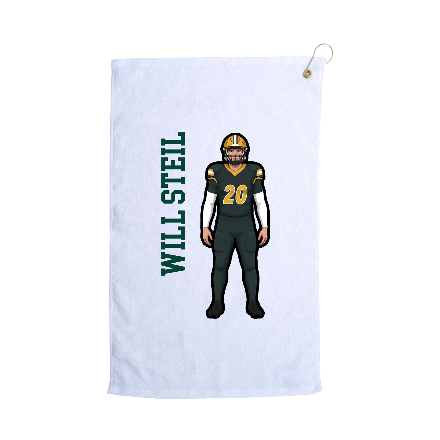 Golf Towel — Name Vertical in White