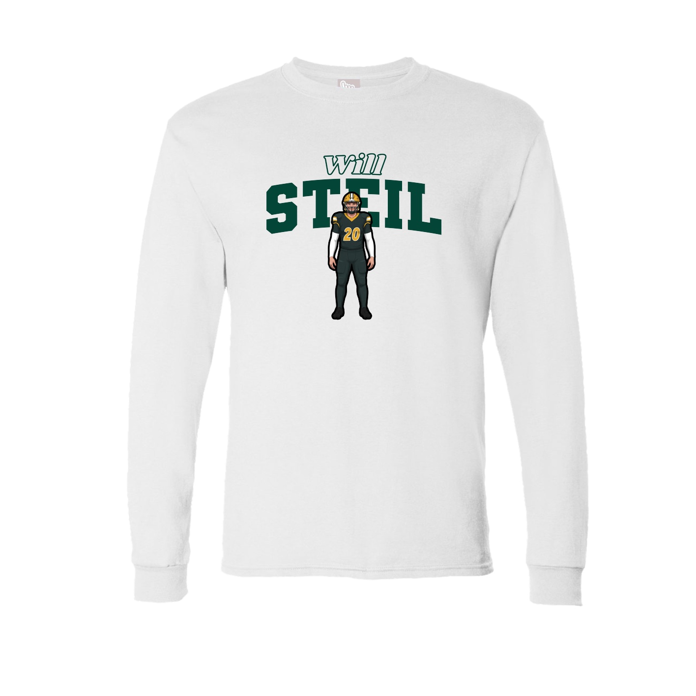 Long Sleeve Tee — Name Arch in White