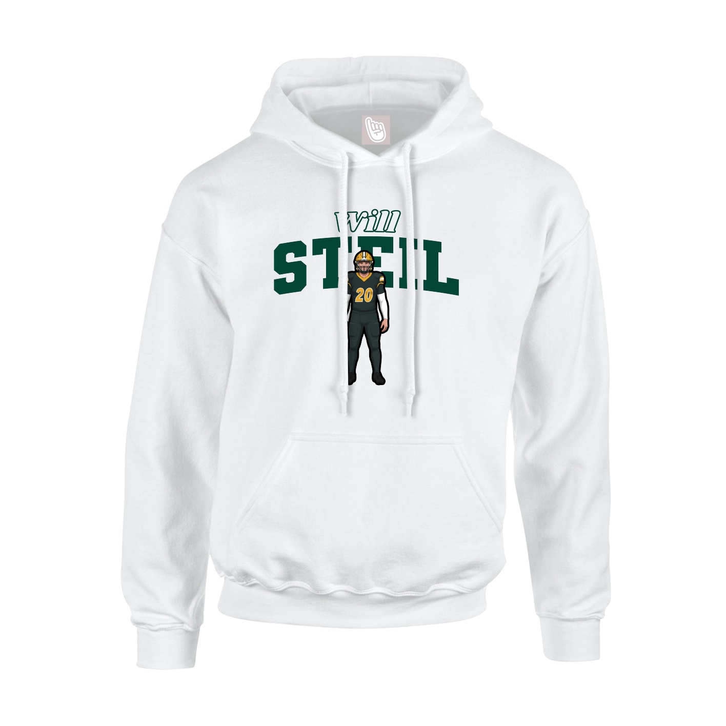 Youth Hoodie — Name Arch in White