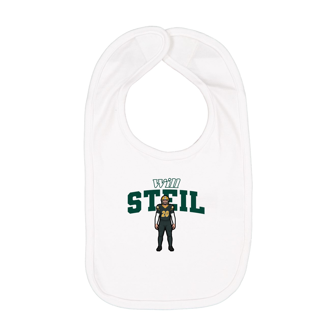 Infant Bib — Name Arch in White