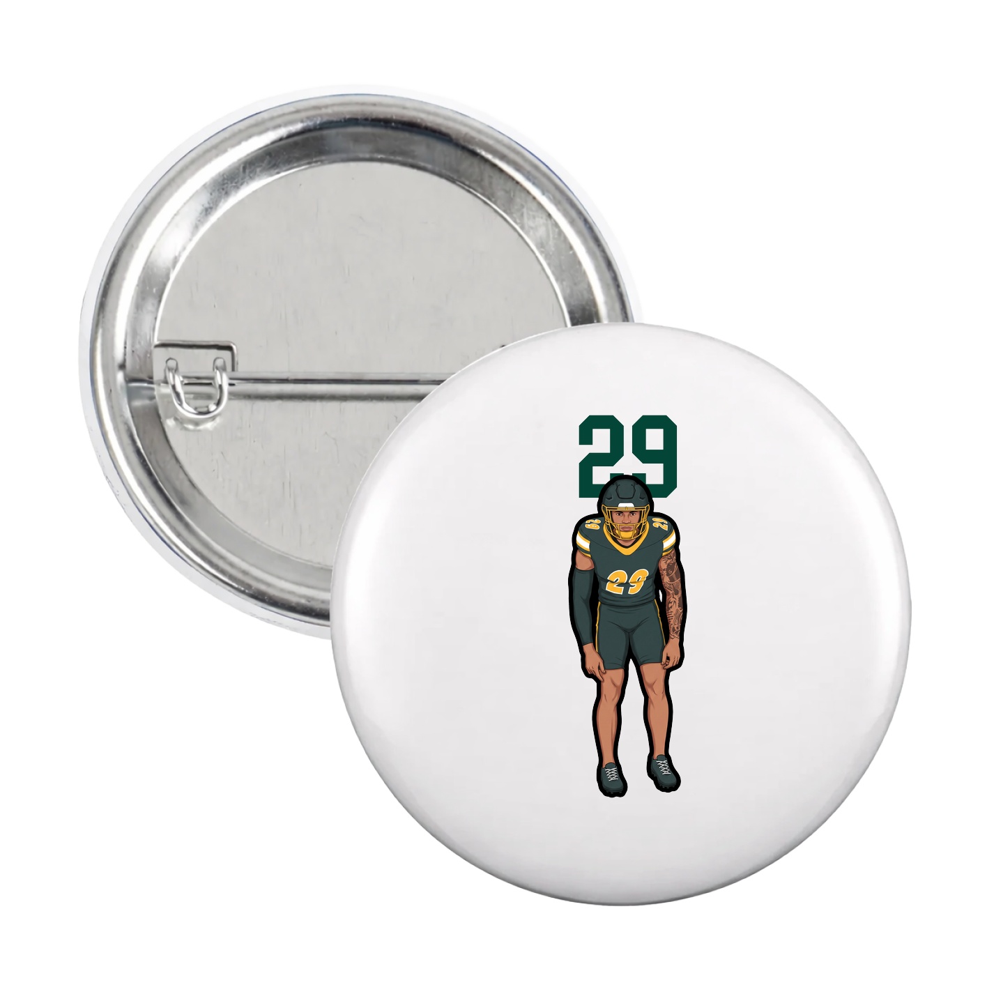 Game Day Button — Number Top in White