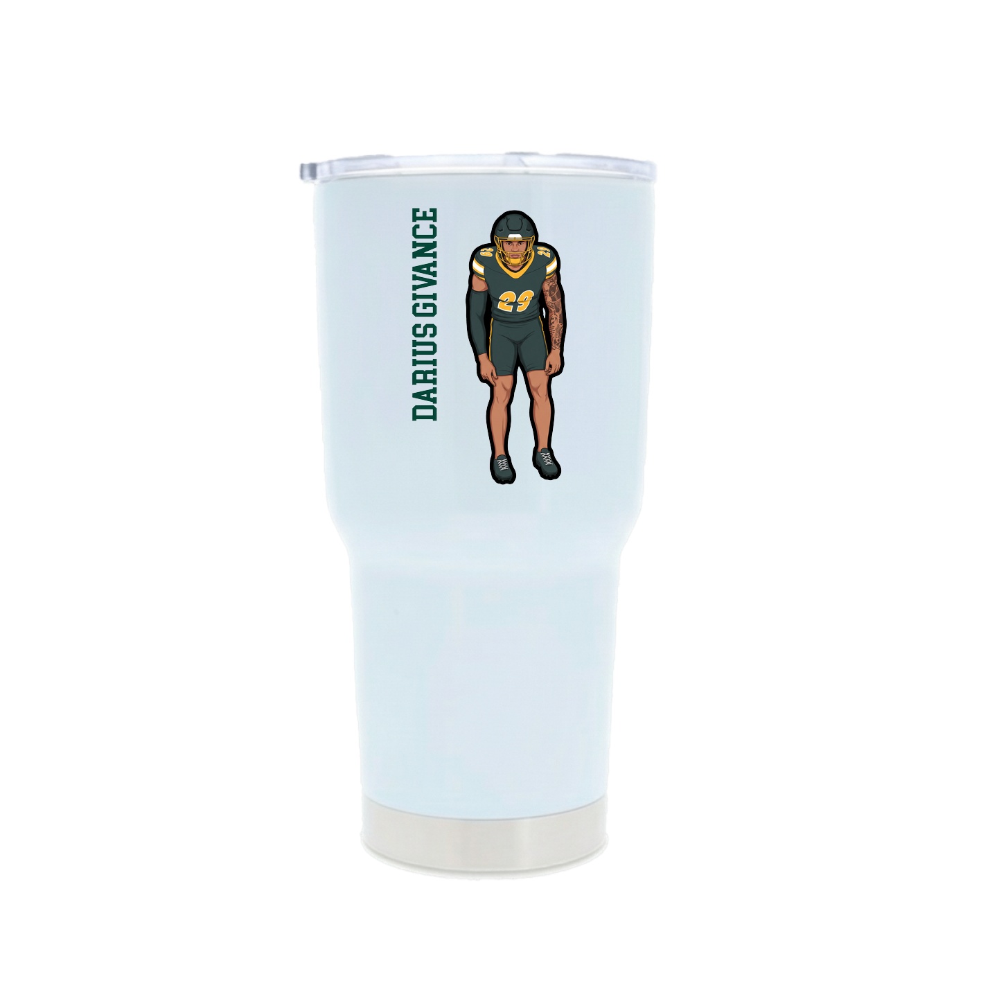 30oz Stainless Steel Tumbler — Name Vertical in White