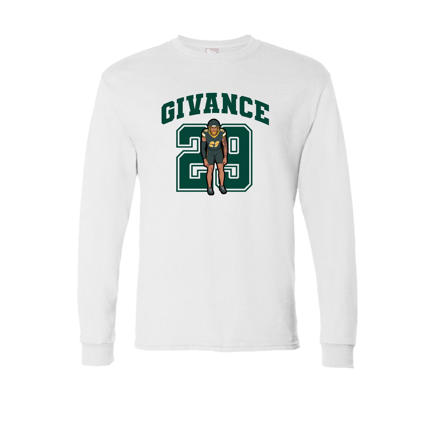 Long Sleeve Tee — Number in White