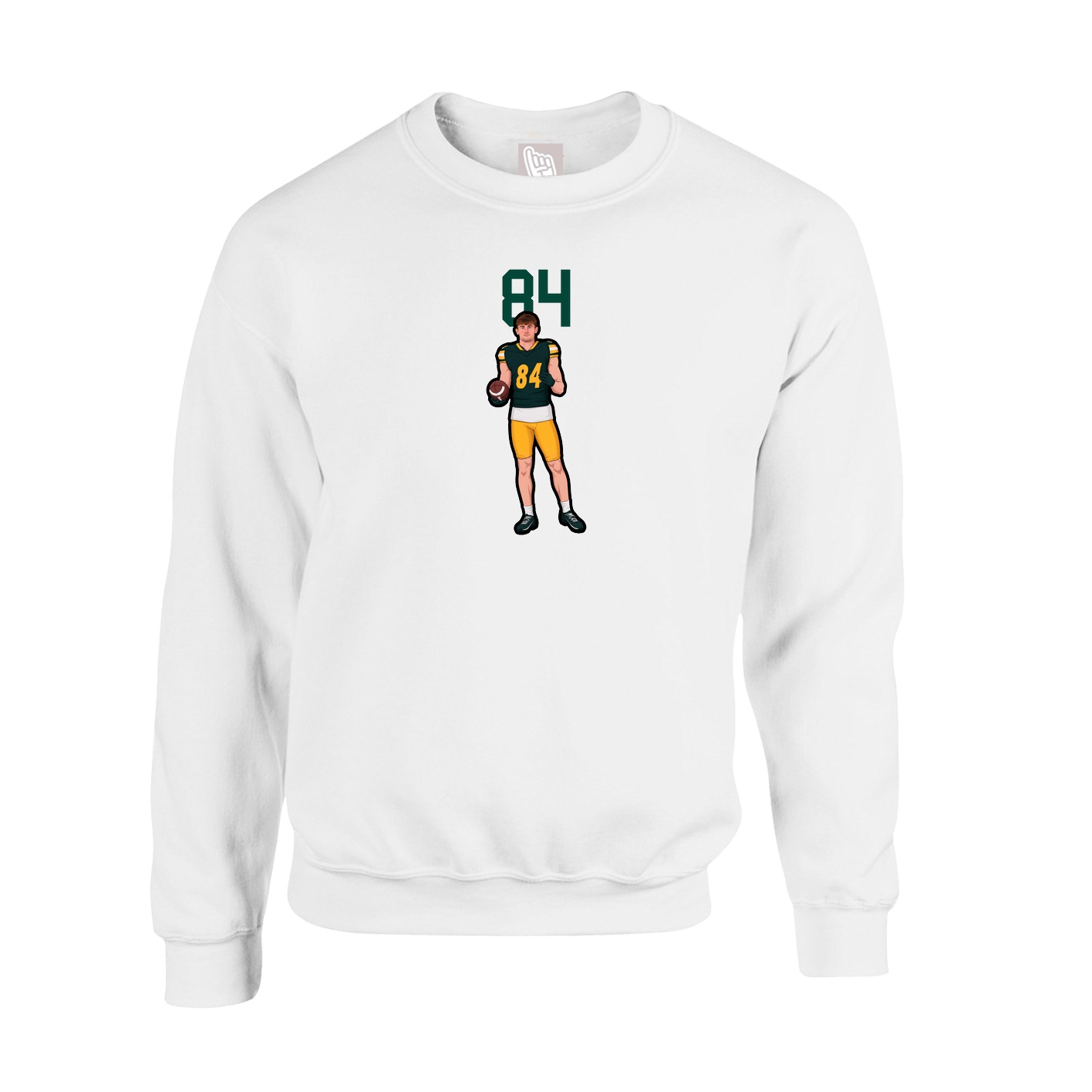 Fleece Crew — Number Top in White