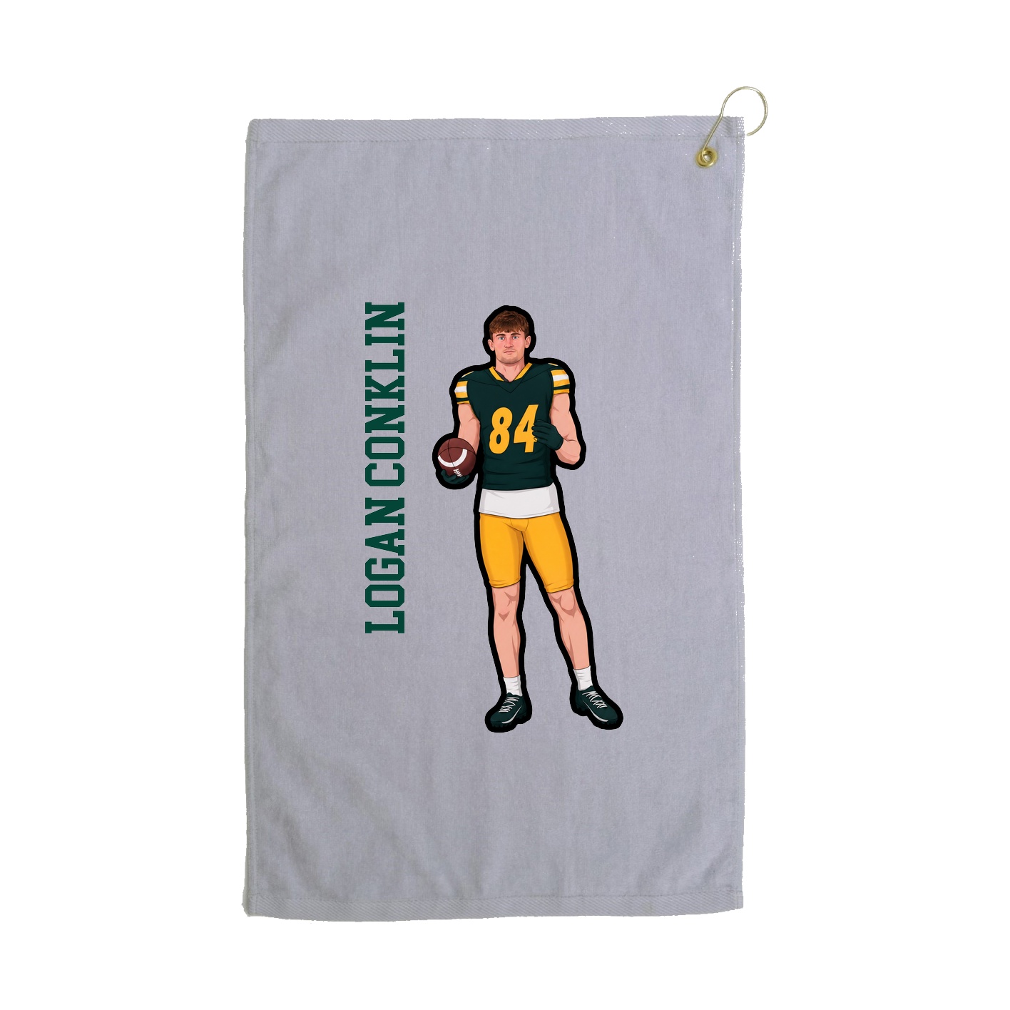 Golf Towel — Name Vertical in Grey