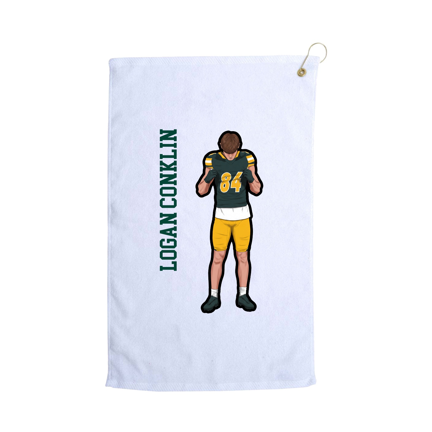 Golf Towel — Name Vertical in White