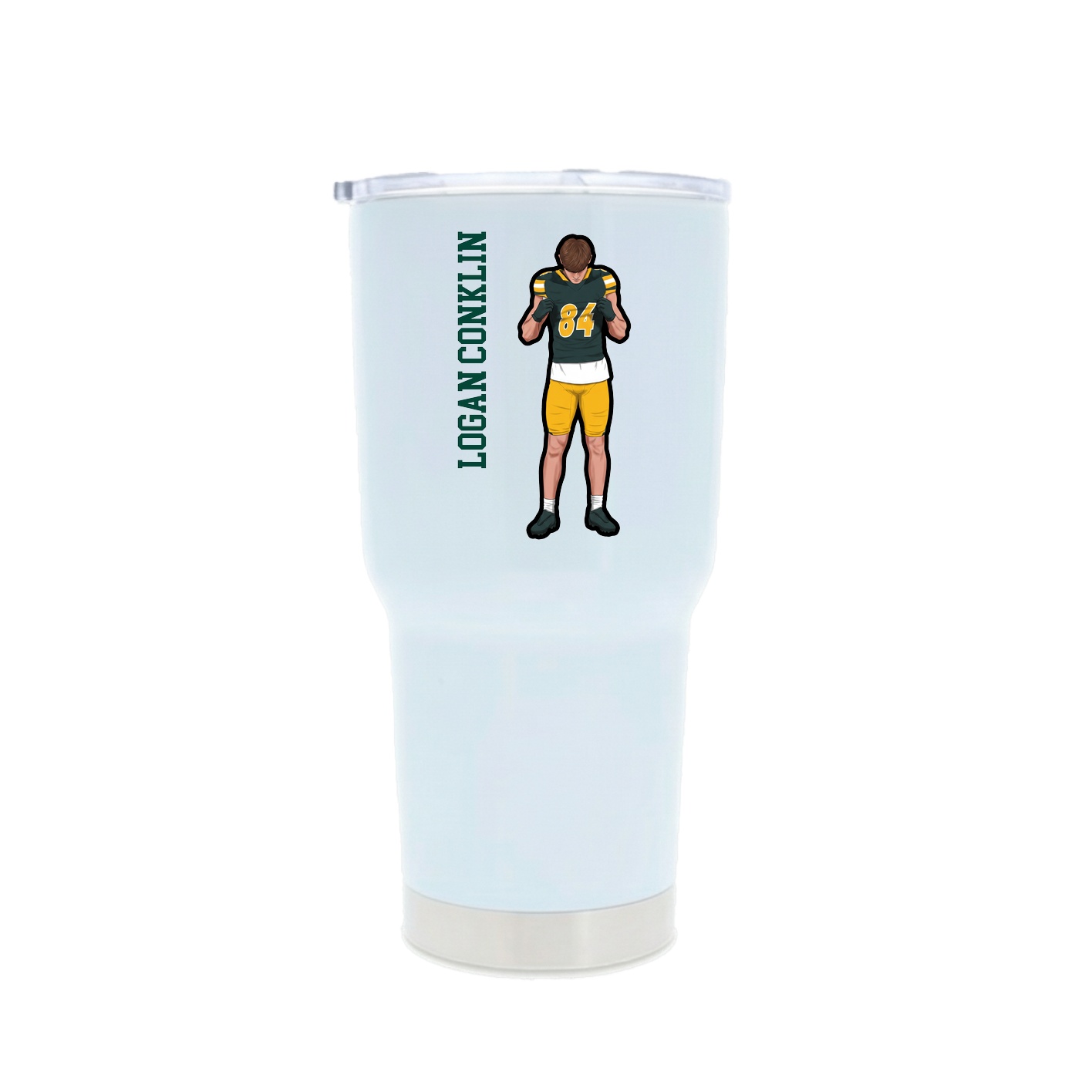 30oz Stainless Steel Tumbler — Name Vertical in White