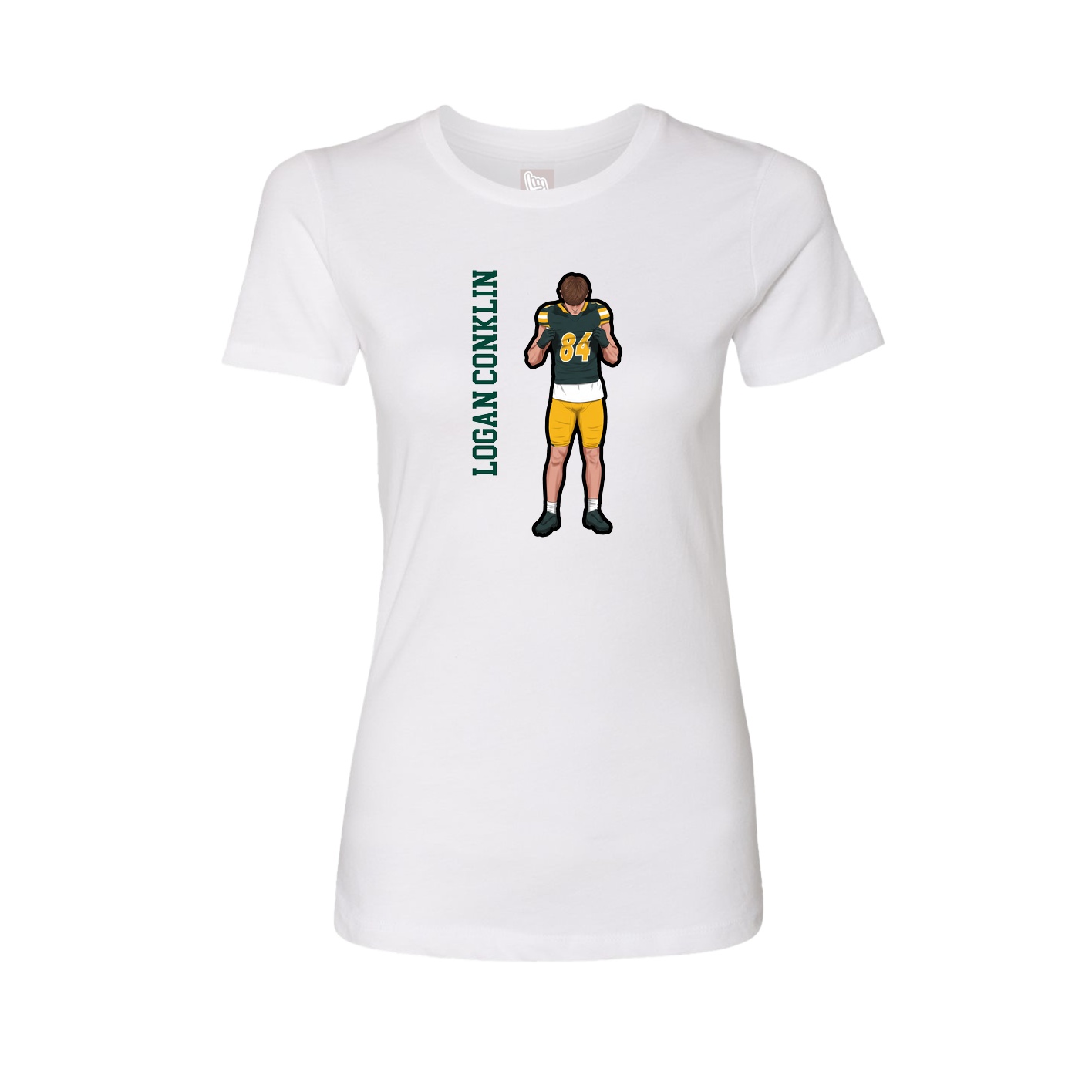 Fitted Women's Tee — Name Vertical in White