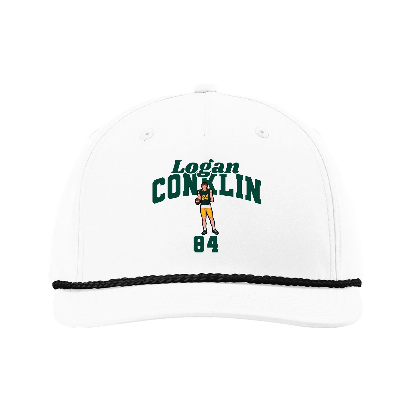 Five-Panel Classic Rope Cap — Signature Arch in White