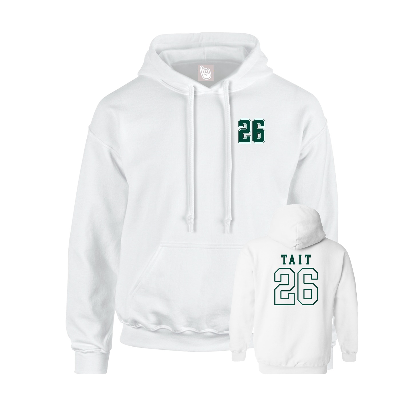 Youth Hoodie — Chest Back in White