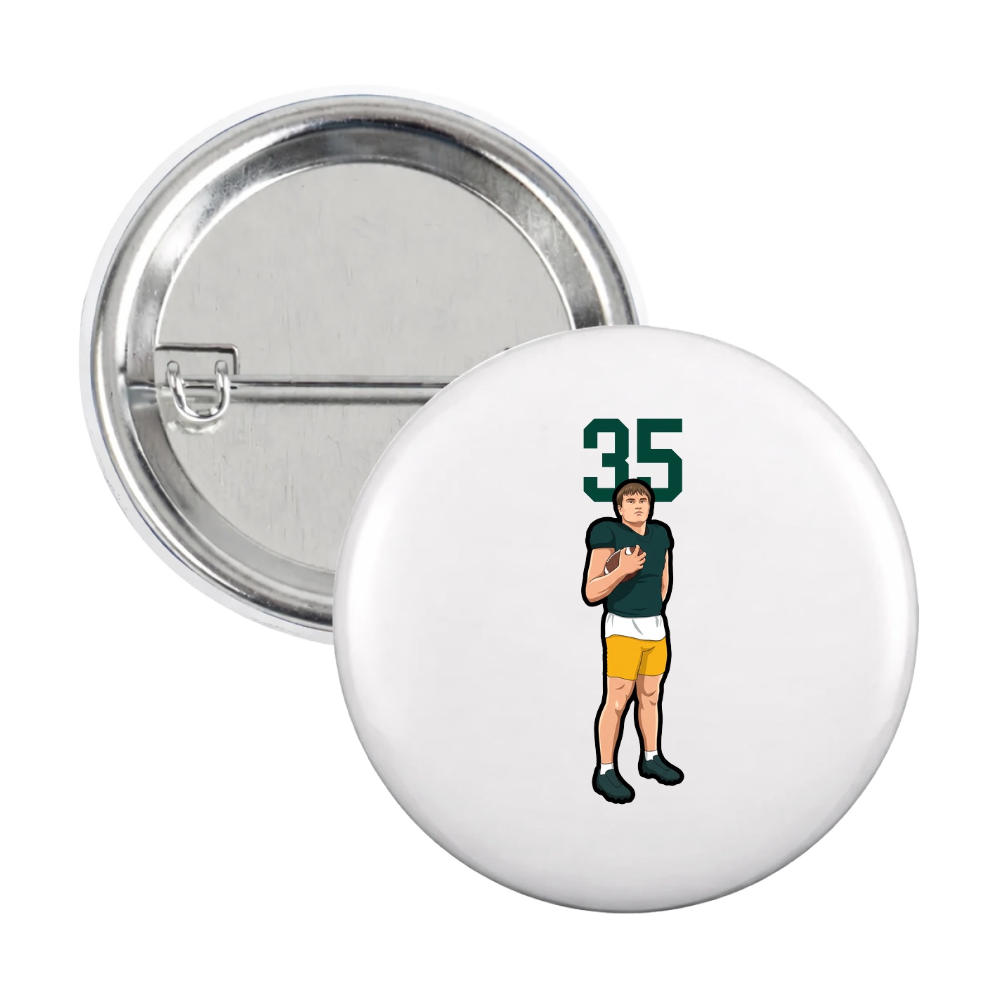 Game Day Button — Number Top in White