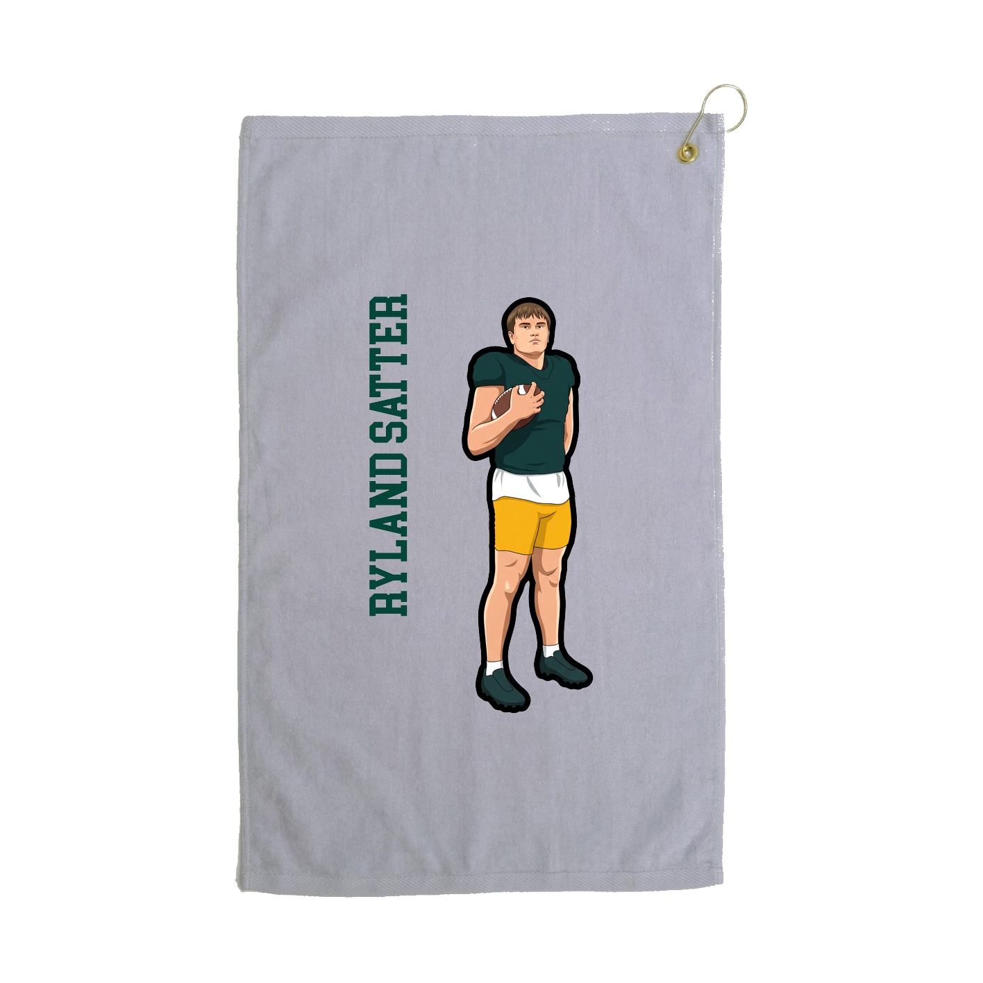 Golf Towel — Name Vertical in Grey