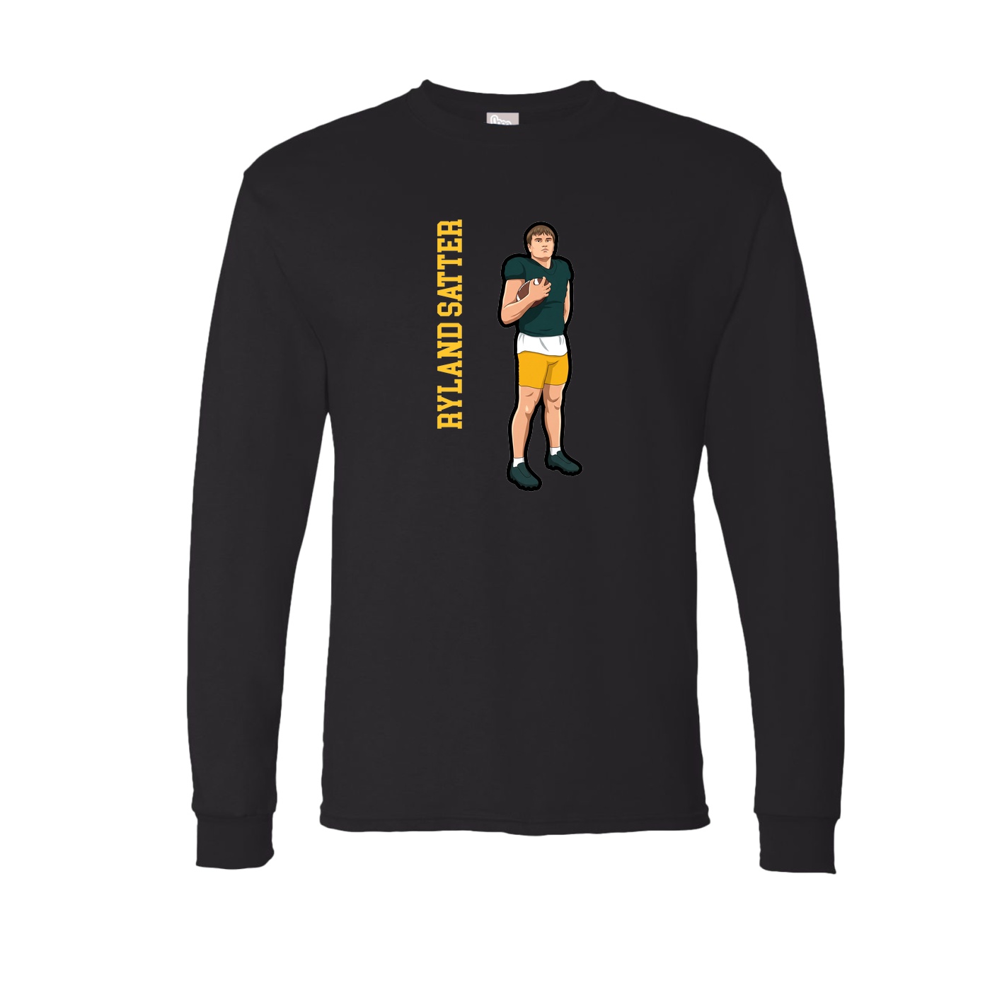 Long Sleeve Tee — Name Vertical in Black