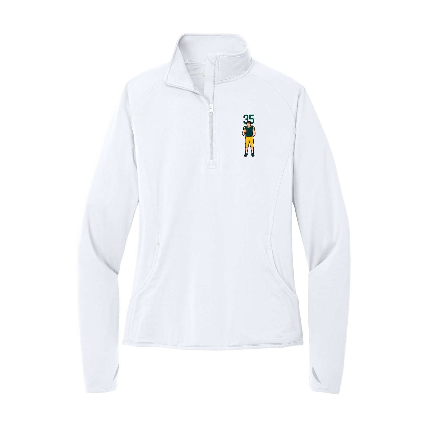 Women's Q-Zip Pullover — Number Top in White