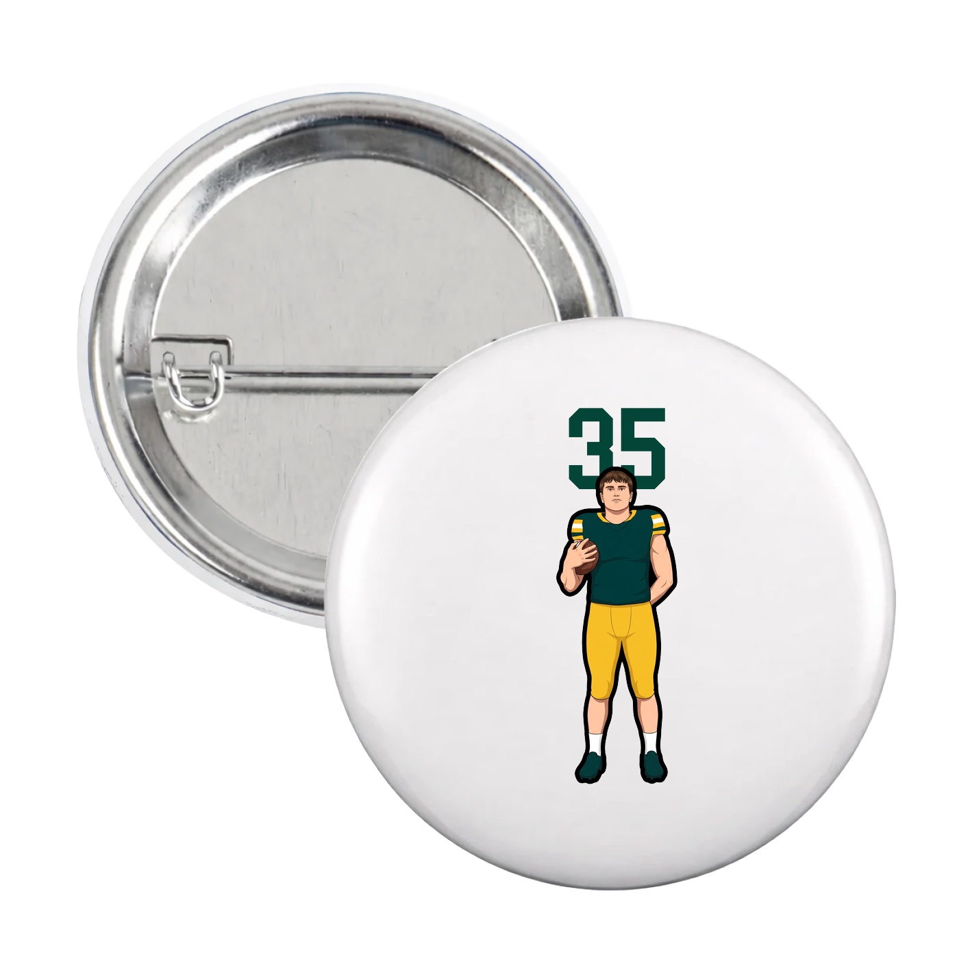 Game Day Button — Number Top in White