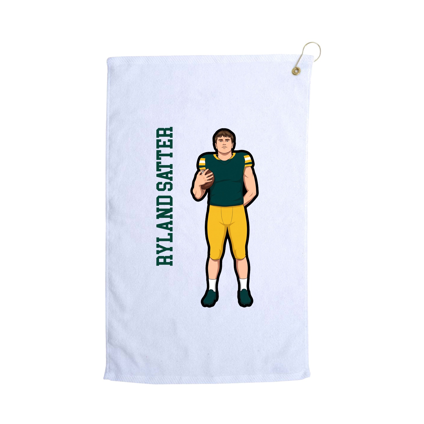 Golf Towel — Name Vertical in White