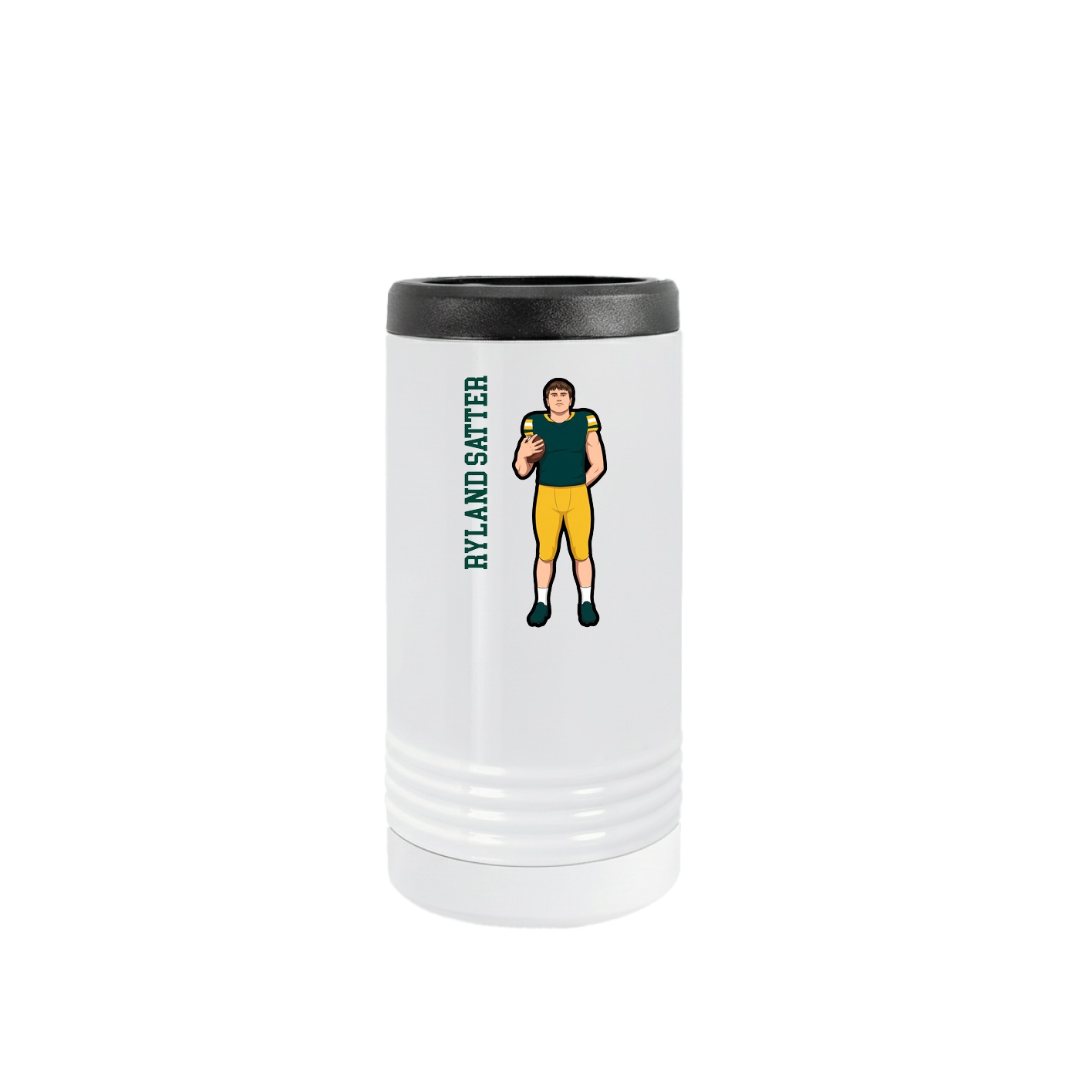 Slim Beverage Holder — Name Vertical in White