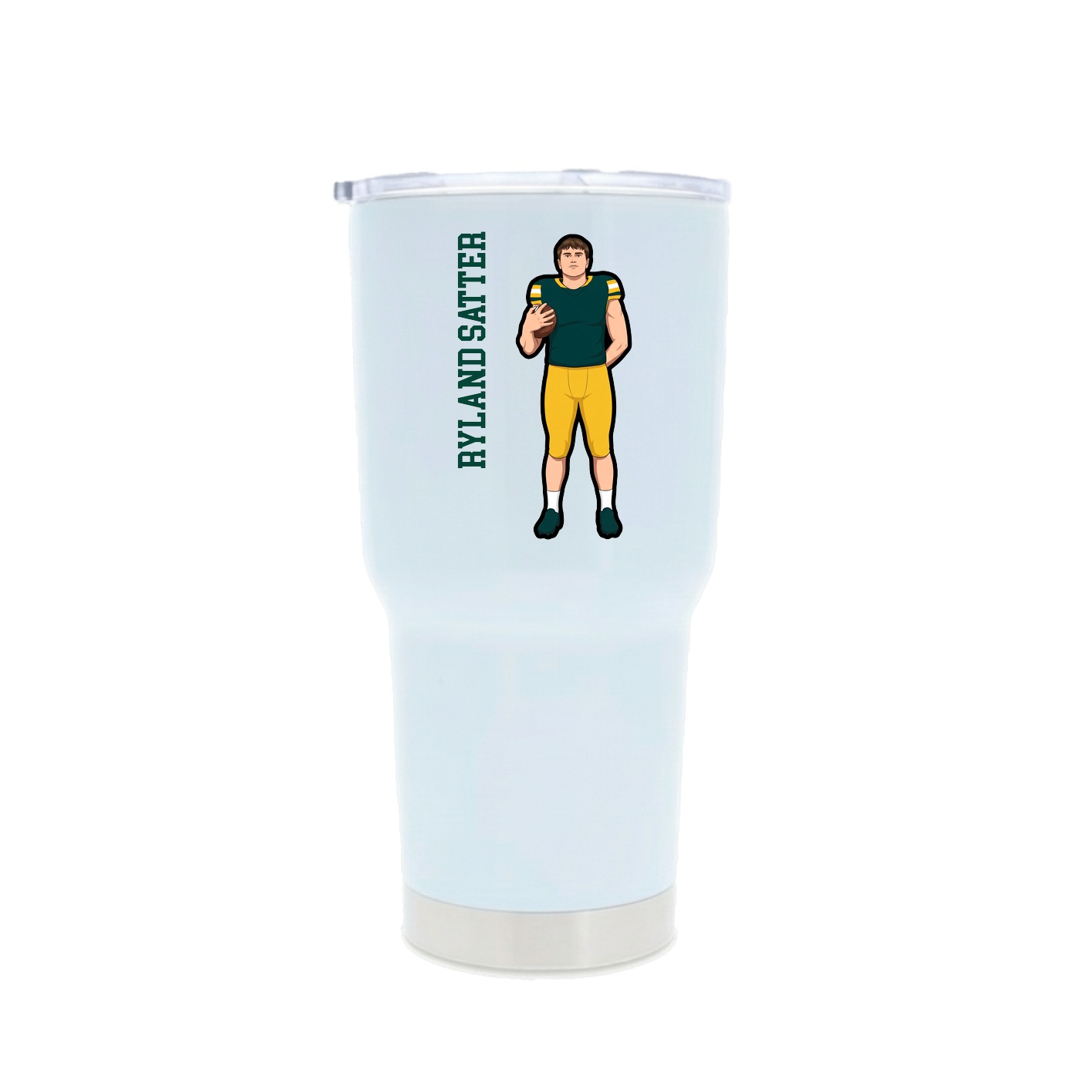 30oz Stainless Steel Tumbler — Name Vertical in White