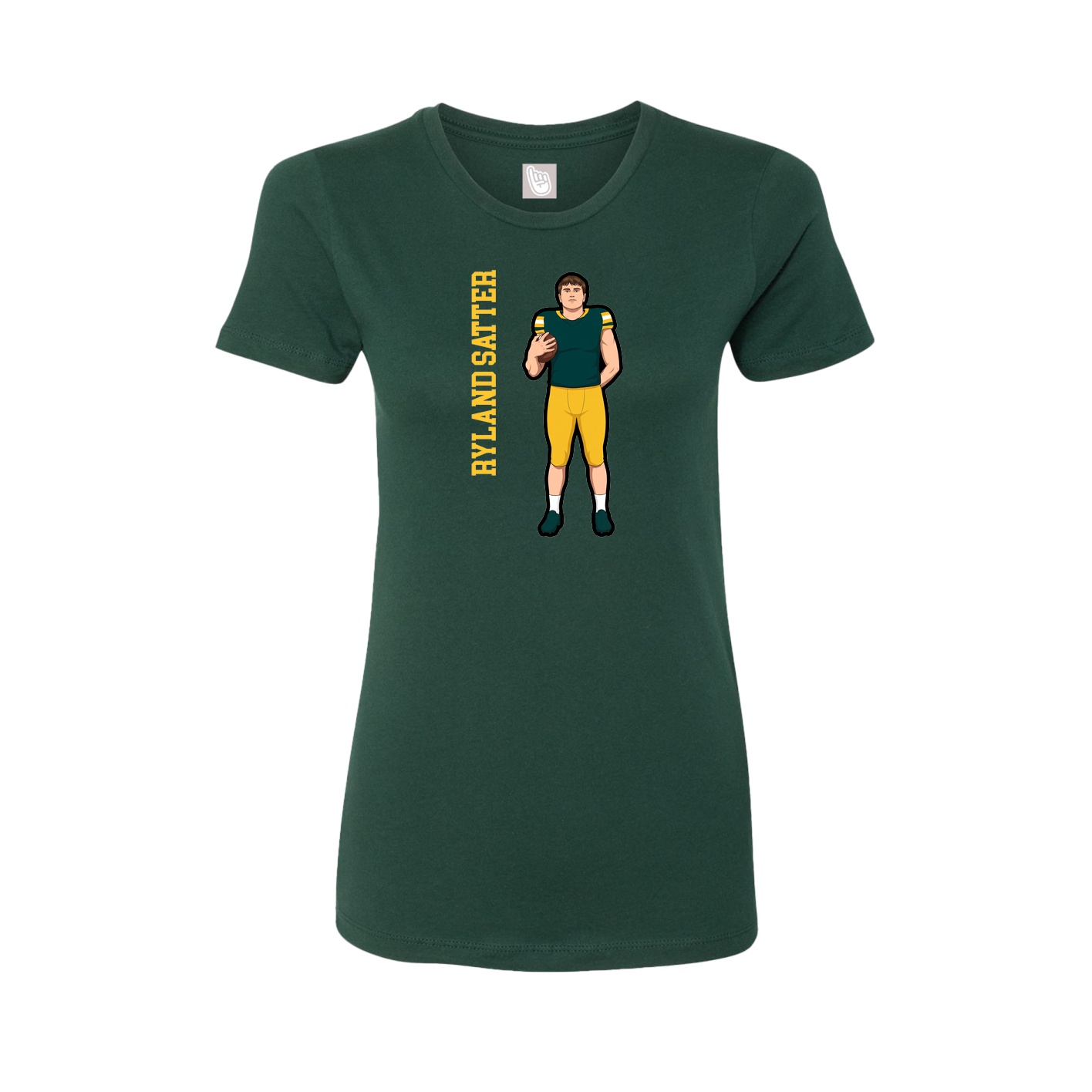 Womens Tee — Name Vertical in Green