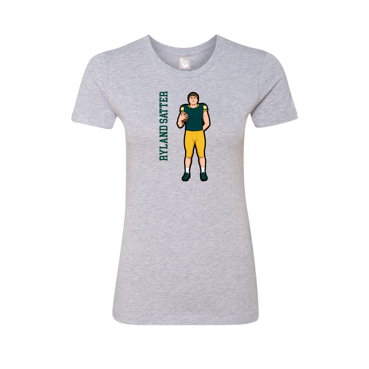 Fitted Women's Tee — Name Vertical in Grey