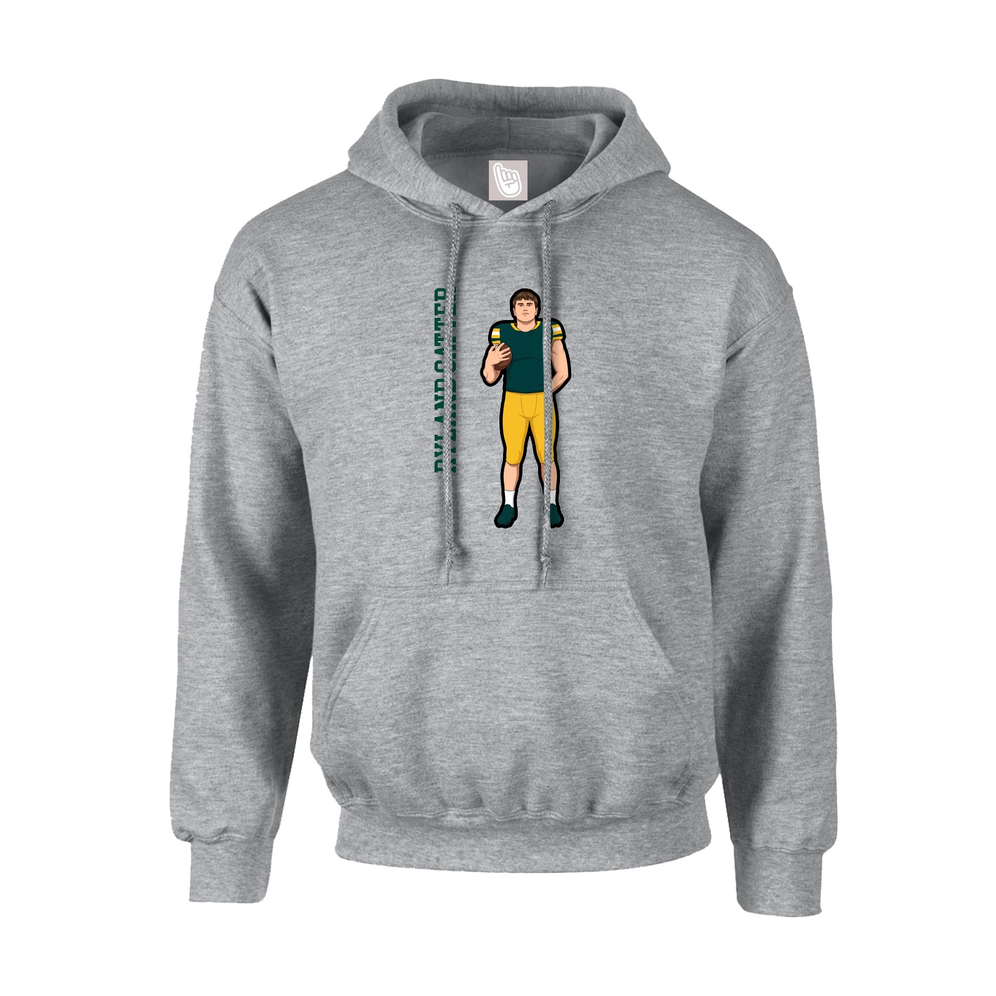 Youth Hoodie — Name Vertical in Grey