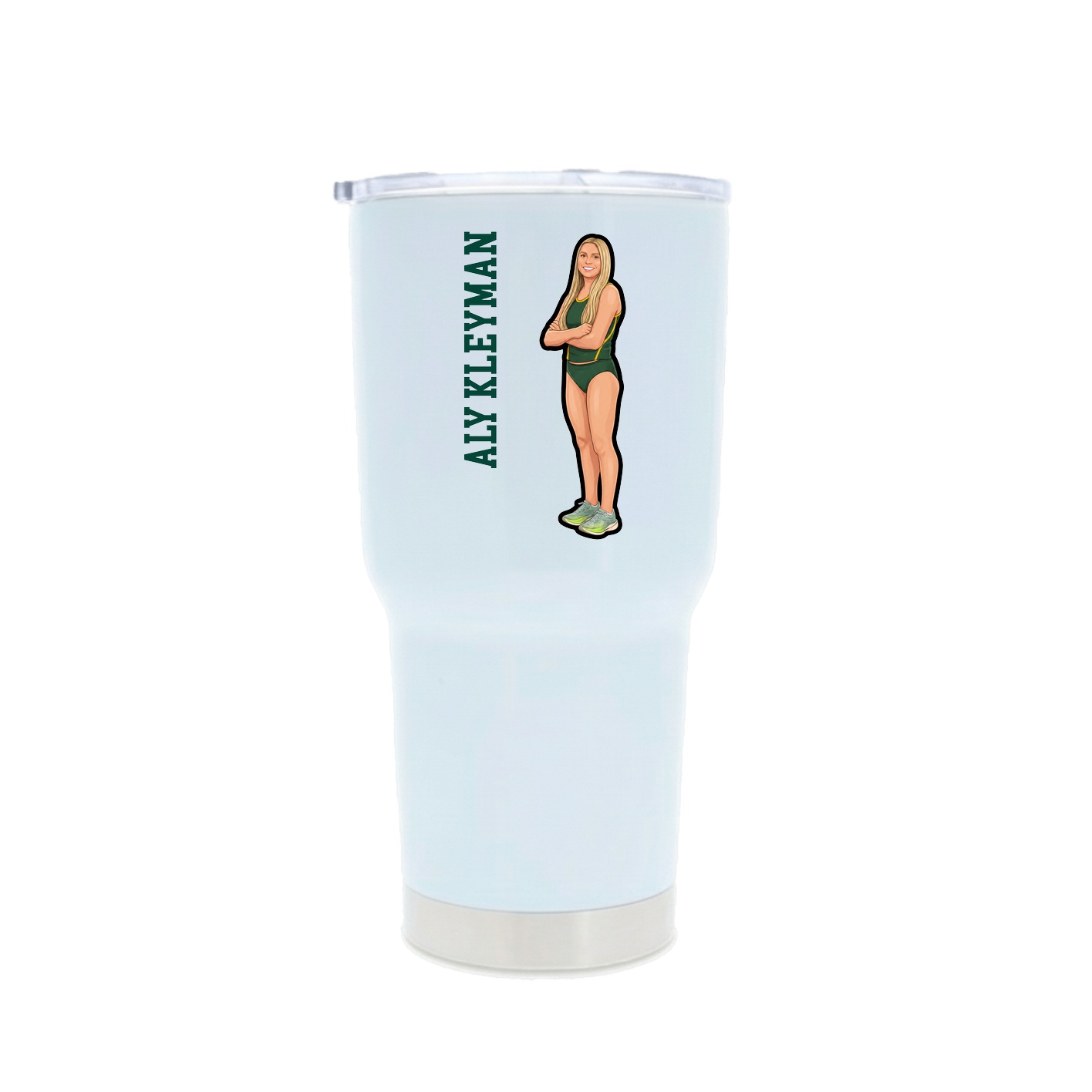 30oz Stainless Steel Tumbler — Name Vertical in White