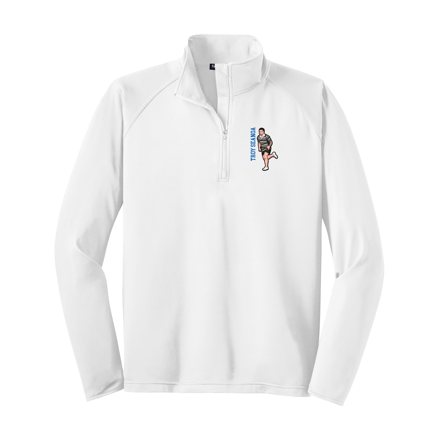 Q-Zip Pullover — Name Vertical in White